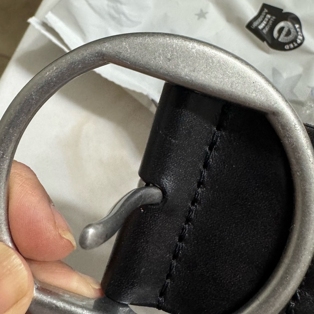 Lauren Ralph Lauren Black Cow Leather Woven Belt Medium